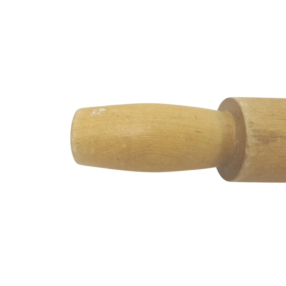 Vintage Natural Wood One Piece Rolling Pin‎ Classic Handheld Kitchen Baking Tool